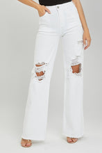 Load image into Gallery viewer, Distressed Wide Leg White Denim
