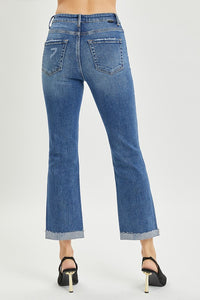 Button Fly Ankle Straight Jeans