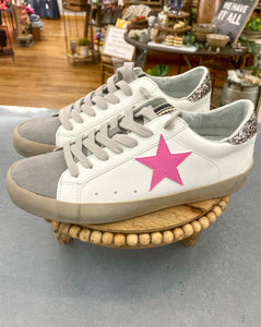 Grey & Fuchsia Star Sneakers