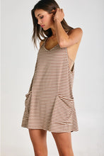 Load image into Gallery viewer, Stripe Taupe Romper Dress
