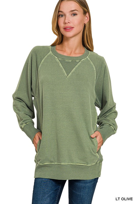 Lt. Olive Pocket Pullover