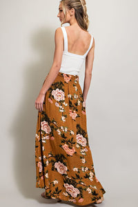Brown Floral Maxi Skirt