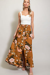 Brown Floral Maxi Skirt