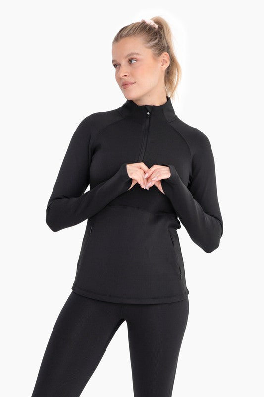 Ribbed Half Zip Pullover