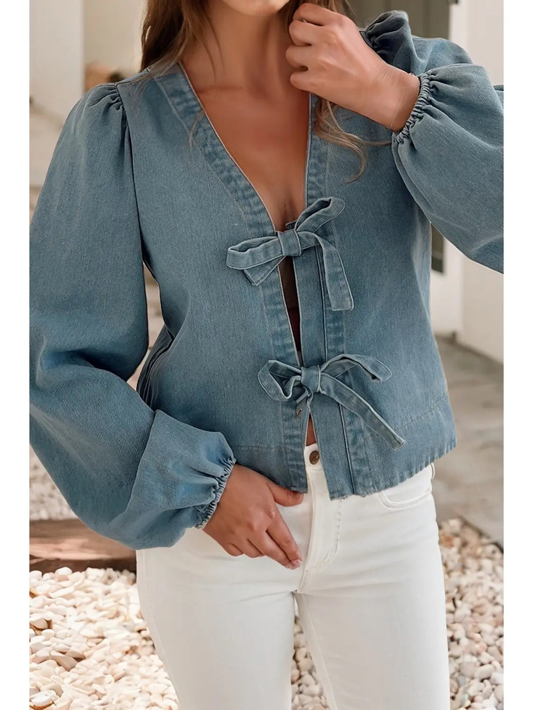 Denim Tie Top