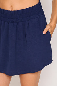 Navy Smocked Skort