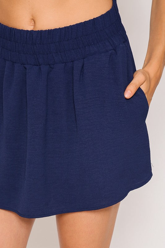 Navy Smocked Skort