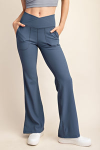 Blue Rib V-Waist Pants