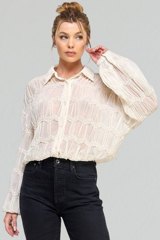 Cream Textured Blouse