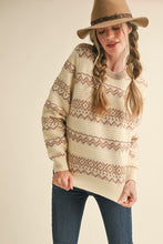 Load image into Gallery viewer, Ivory/Taupe Geometric Sweater
