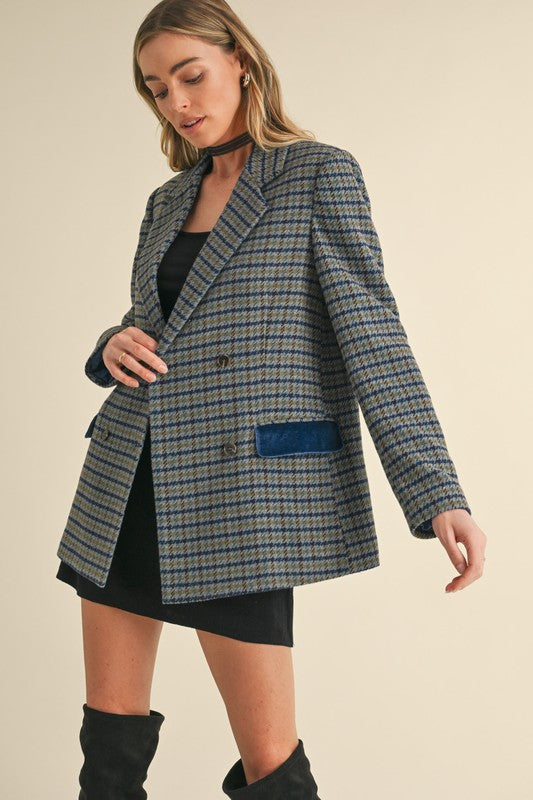 Navy Houndstooth Blazer