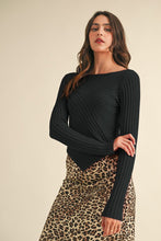 Load image into Gallery viewer, Pointed Hem Ribbed Sweater
