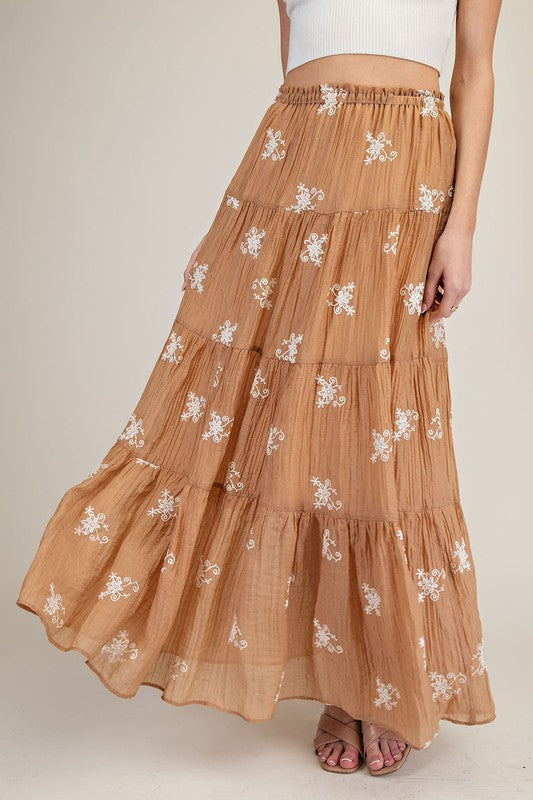 Embroidery Maxi Skirt