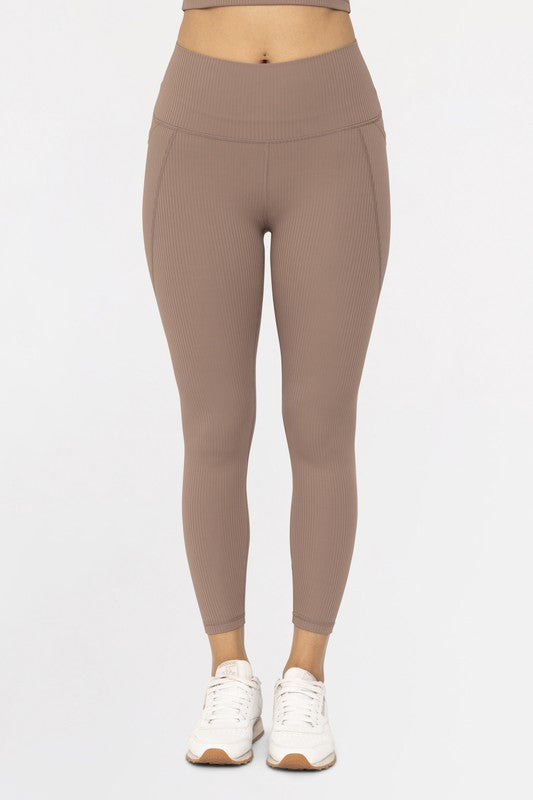 Deep Taupe Ribbed Leggings