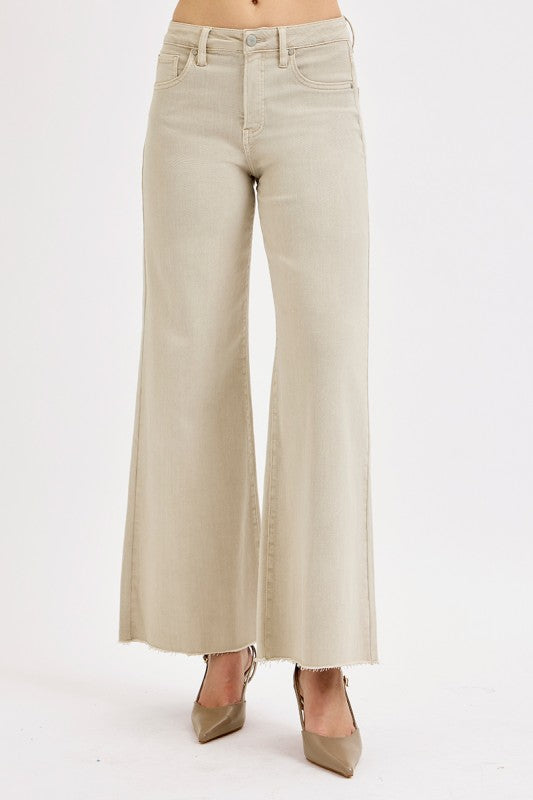 Hi-Rise Almond Wide Leg Jeans