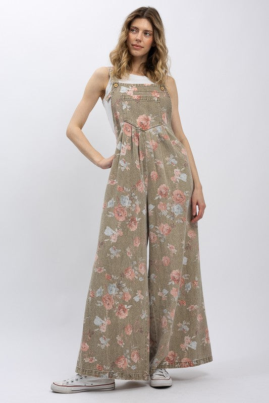 Khaki Floral Jumpsuit