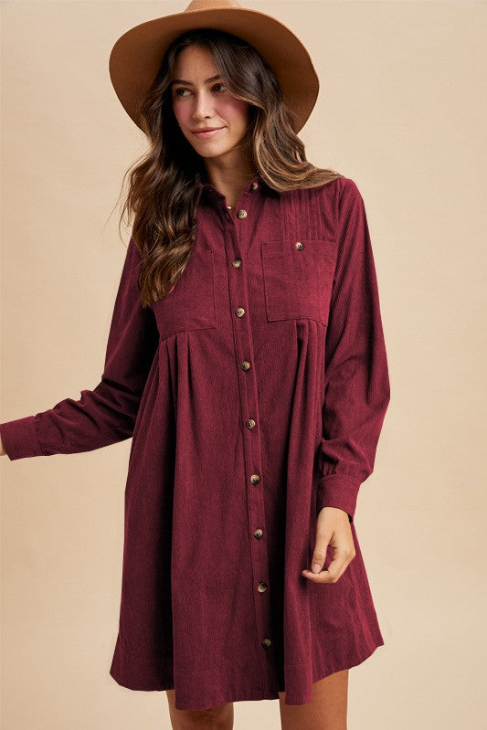 Burgundy Corduroy Dress