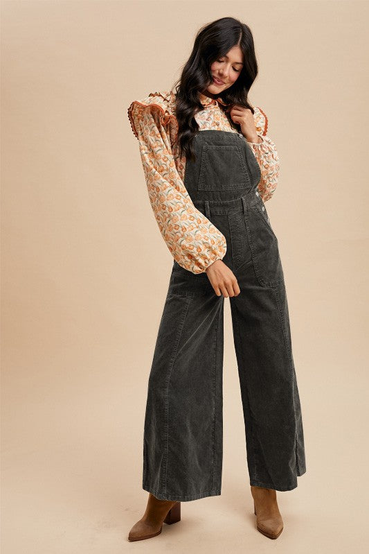 Charcoal Corduroy Overalls