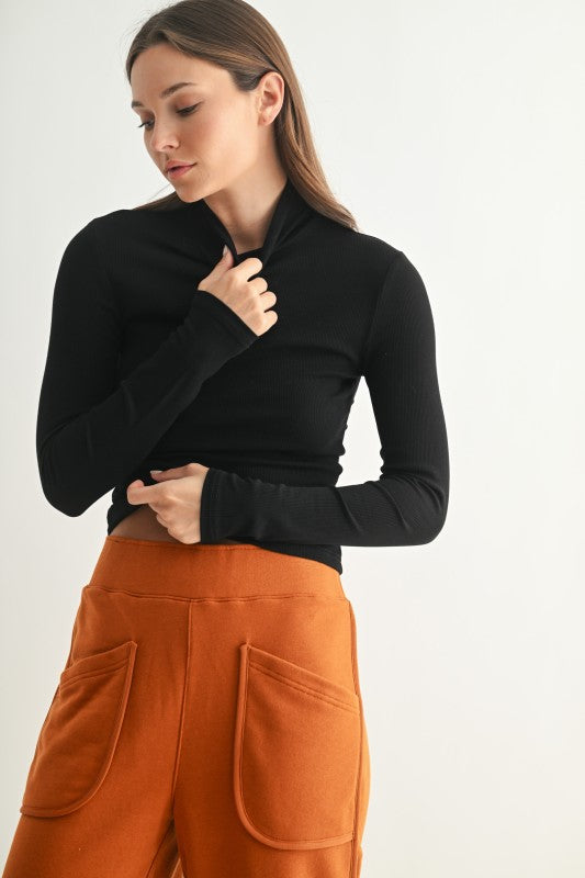 Black Ribbed Turtleneck