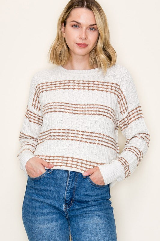 Camel Stripe Textured Sweater