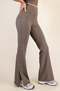 Taupe Ribbed Flare Leggings