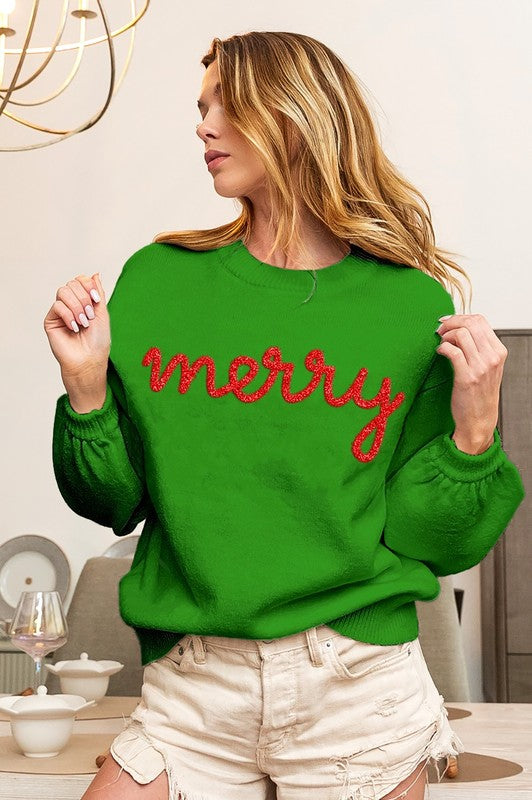 Green Tensil Merry Sweater