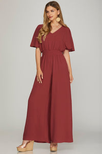 Brick Smocked Jumpsuit