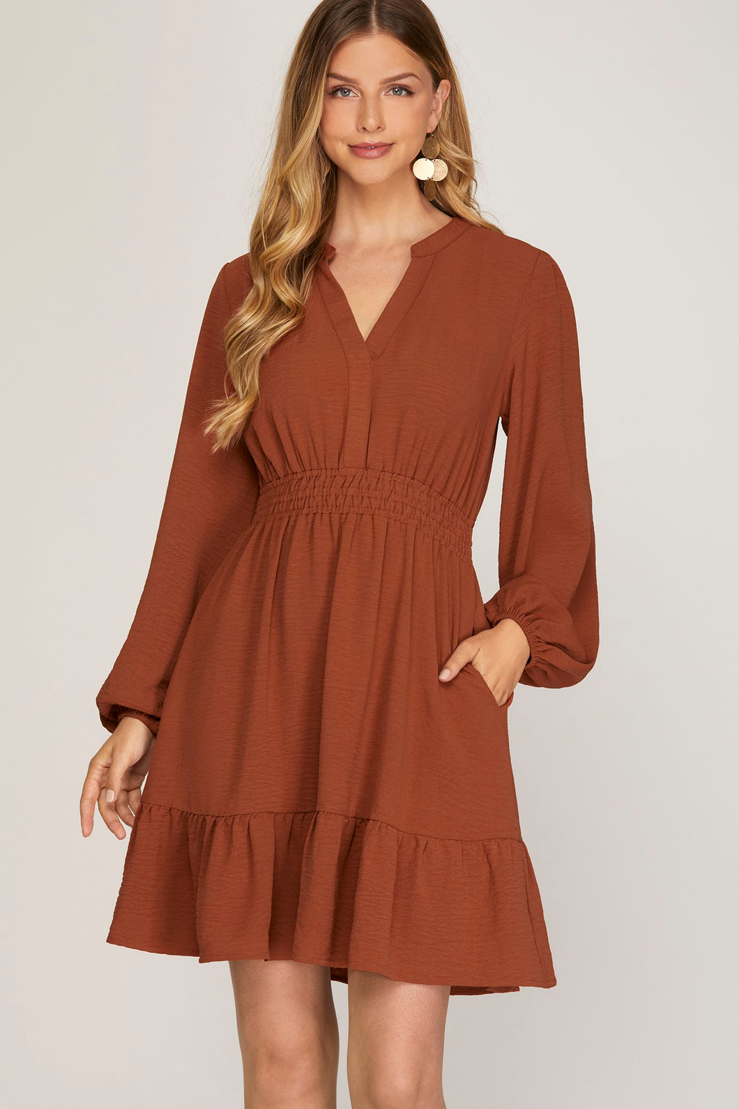 Cinnamon Smocked Dress