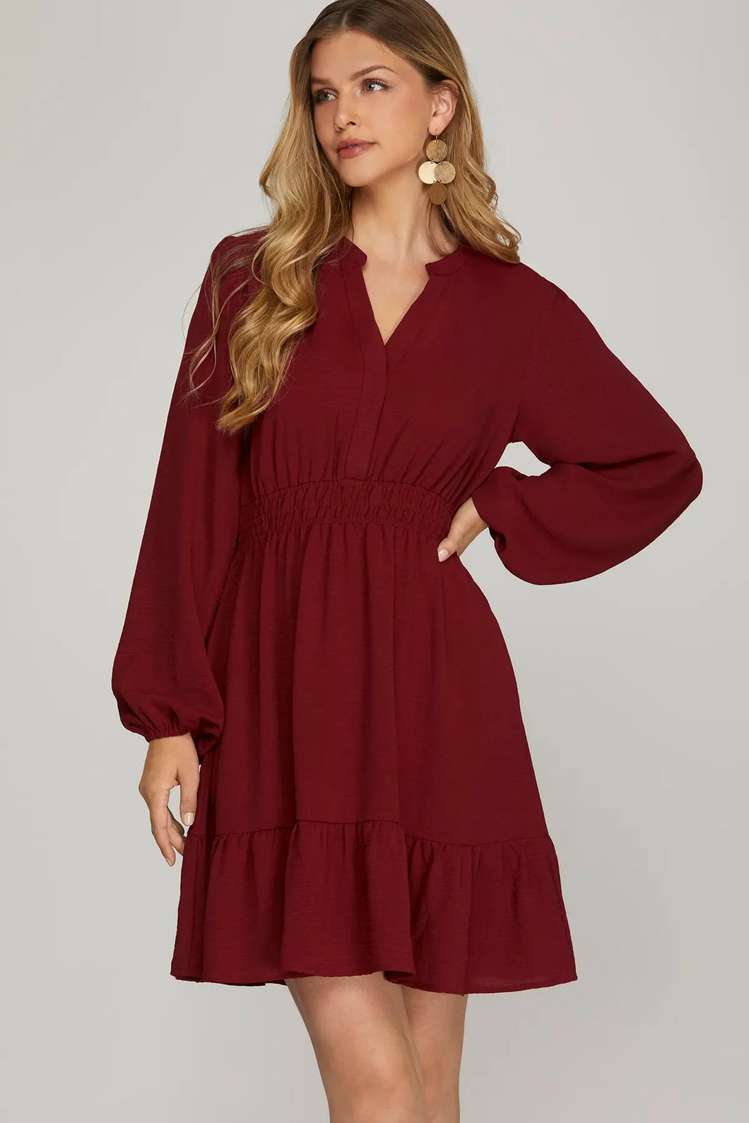 Wine Smocked Dress