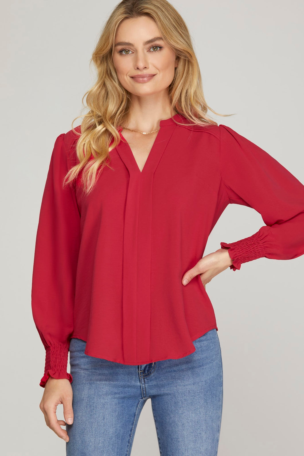 Cherry Smocked Blouse