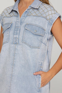 Denim Cap Sleeve Dress
