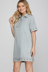 Studed Washed Denim Dress