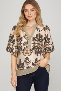 Charcoal Bubble Sleeve Top