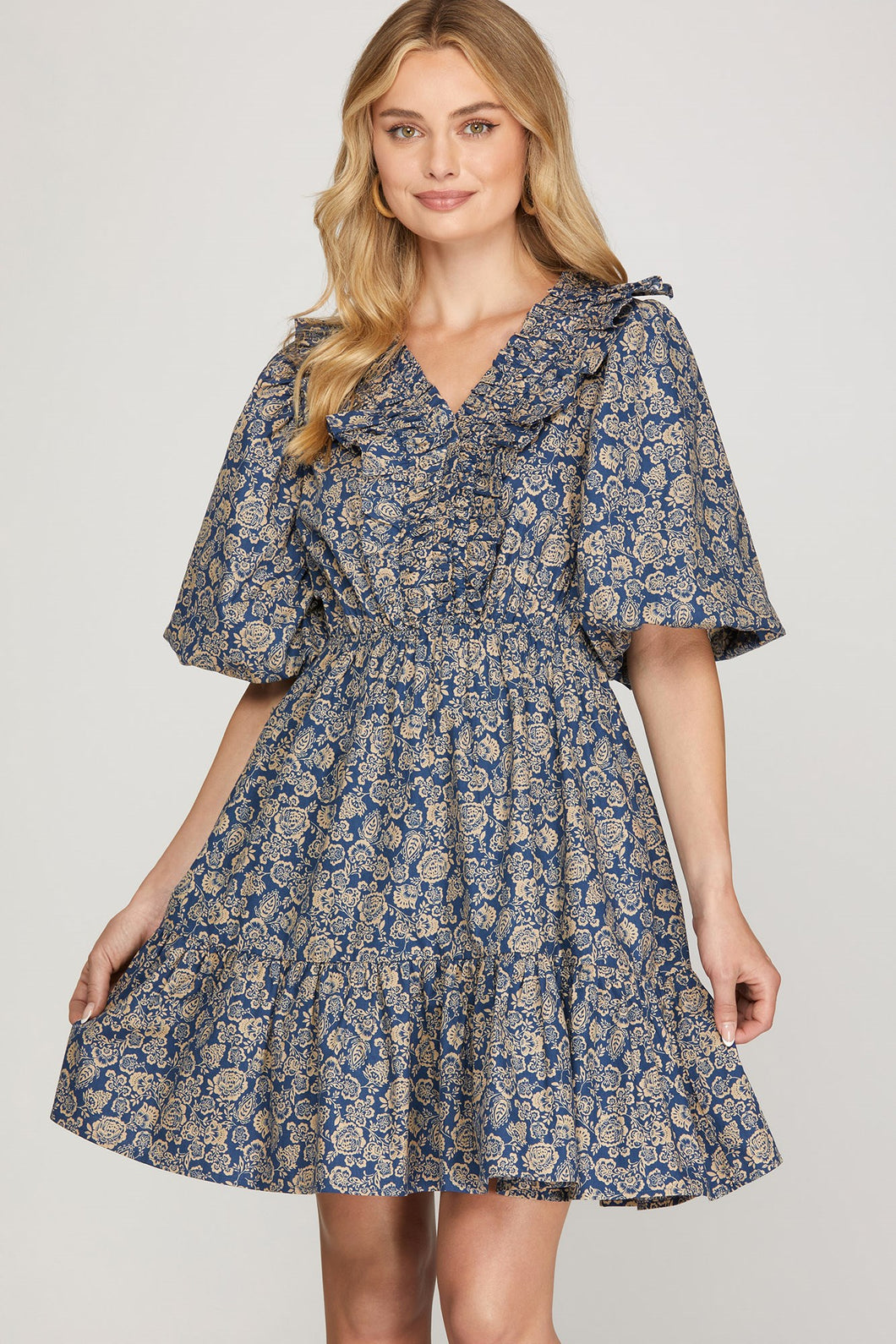 Navy Ruffle Dress