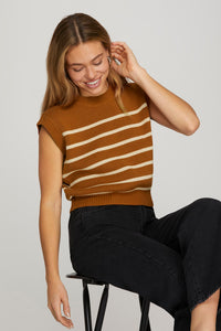 Caramel Stripe Knit Tank
