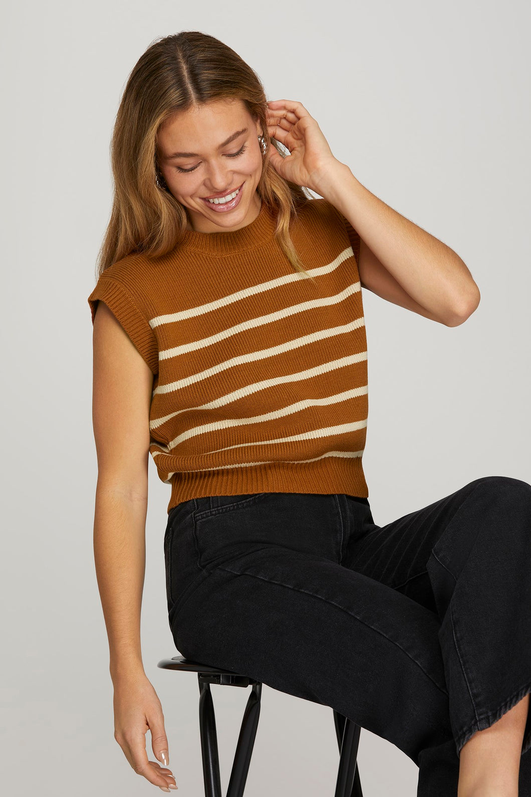 Caramel Stripe Knit Tank