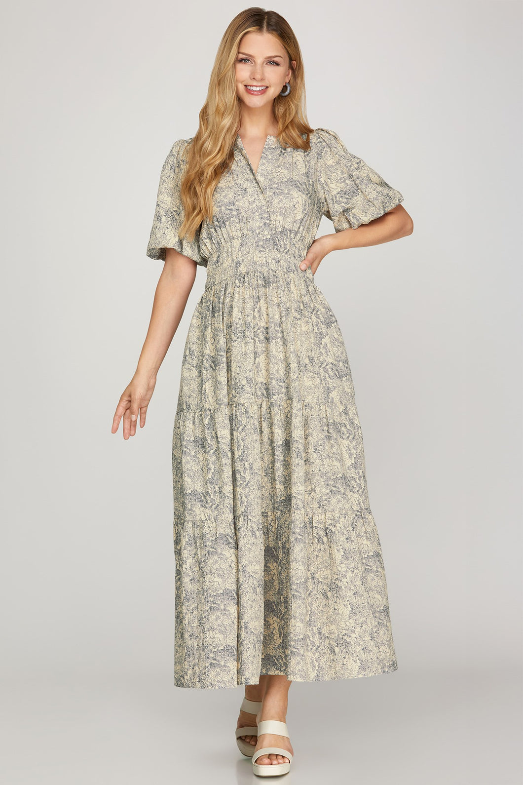Navy Blue Woven Print Maxi