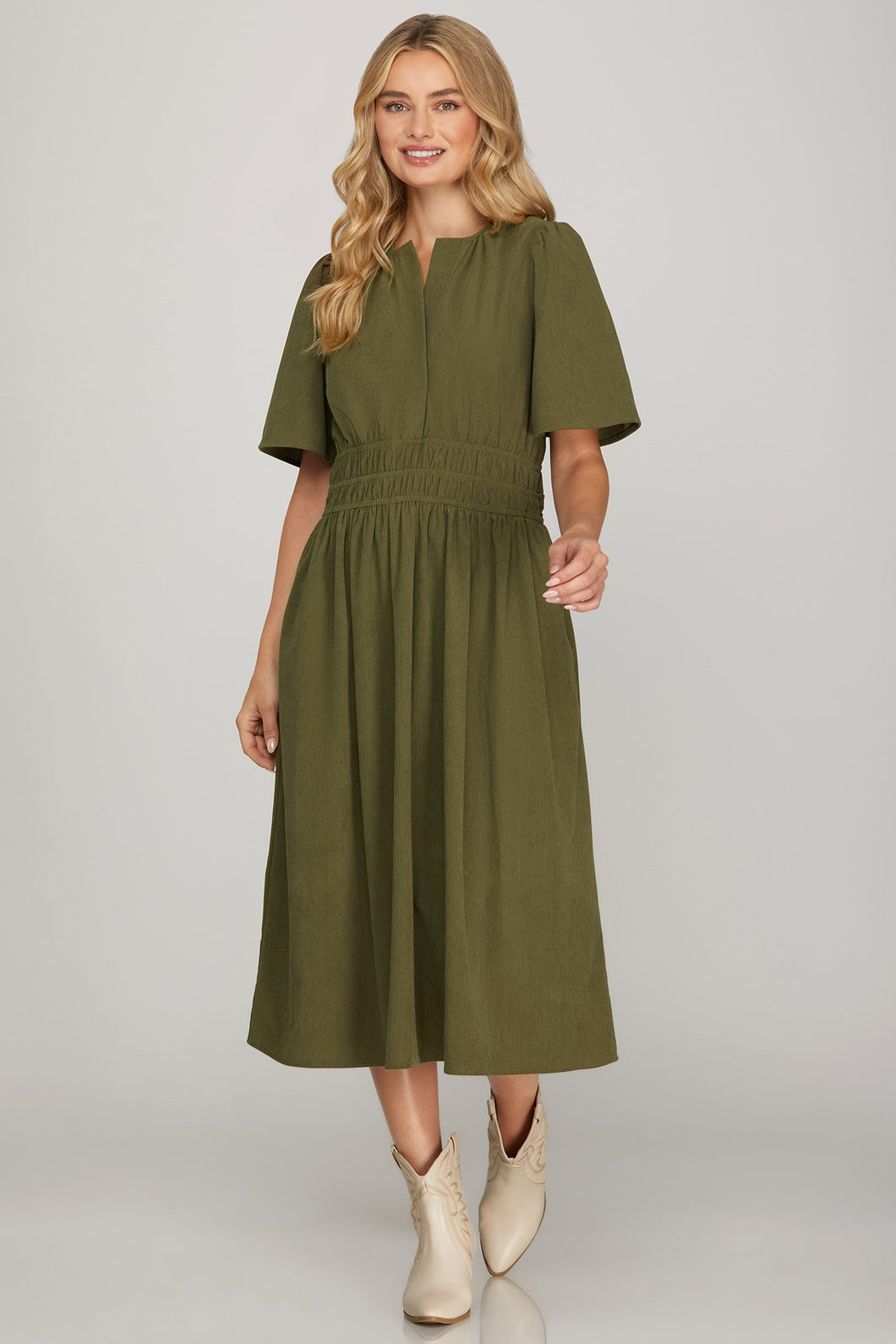 Olive Smocked Dress