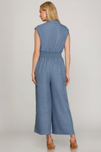 Load image into Gallery viewer, Blue Smocked Jumpsuit

