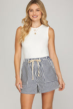 Load image into Gallery viewer, Navy Pinstripe Shorts
