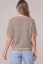 Load image into Gallery viewer, Brown Stripe Shortsleeve Sweater
