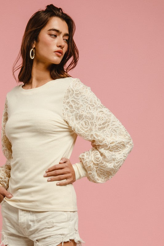 Cream Embellished Floral Sleeve