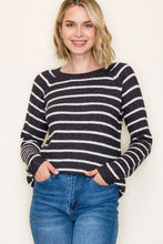 Load image into Gallery viewer, Gun Metal Stripe Waffle Sweater
