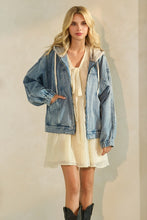 Load image into Gallery viewer, Hooded Zip Denim Jacket
