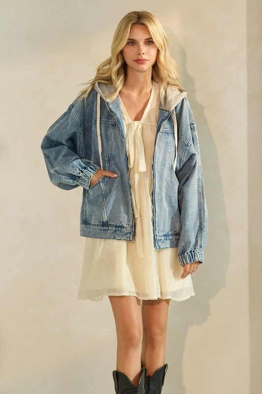 Hooded Zip Denim Jacket
