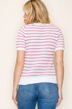 Load image into Gallery viewer, Magenta Stripe Crochet Top
