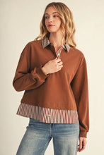 Load image into Gallery viewer, Brown Collard Contrast Sweater
