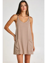 Load image into Gallery viewer, Stripe Taupe Romper Dress

