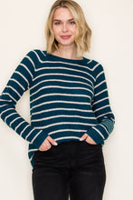Load image into Gallery viewer, Teal Stripe Waffle Top
