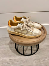 Load image into Gallery viewer, Gold Woven Sneakers

